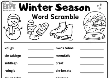 Winter Season Word Scramble 28 Words Vocabulary Activity for Kids Download Free Printable PDF File